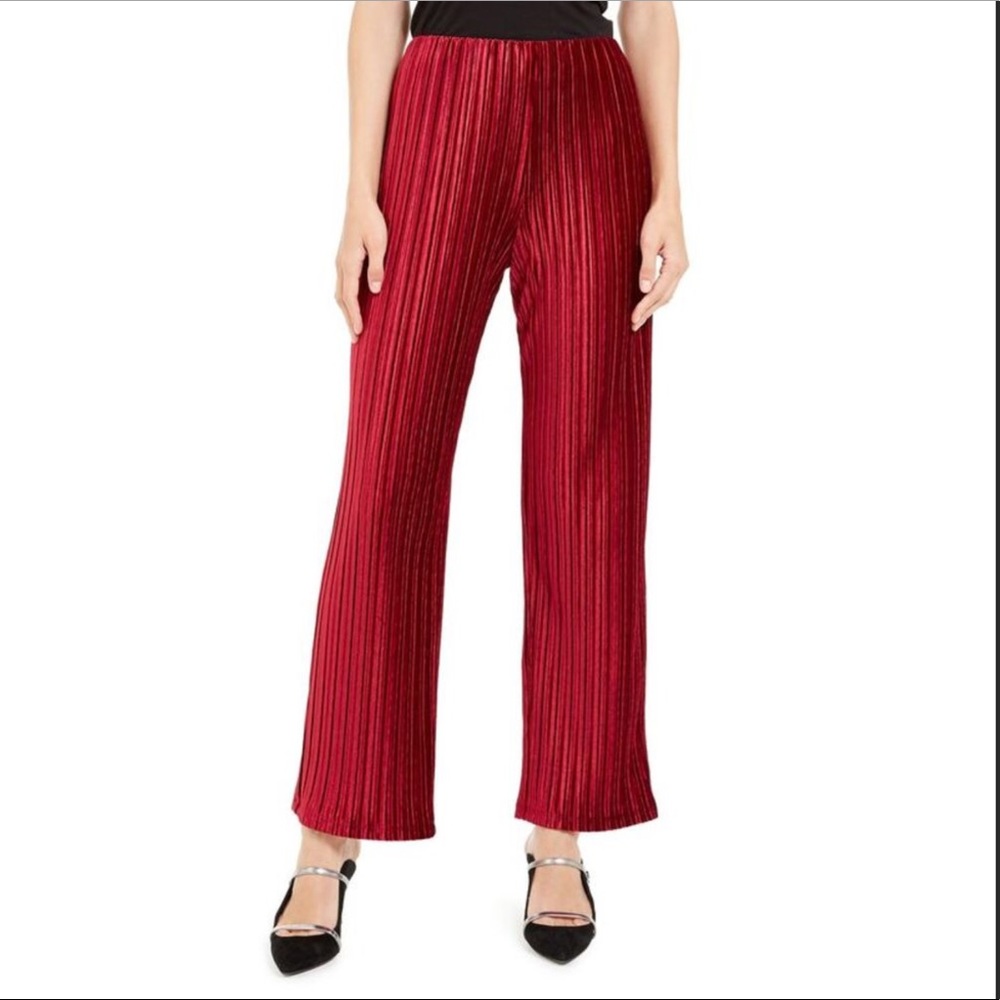 Alfani pull on ribbed velvet wide leg pants.